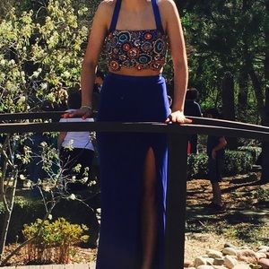Sherri Hill royal blue 2 piece prom dress size 2